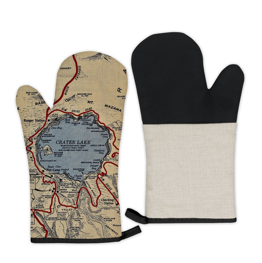 Crater Lake National Park Map Oven Mitt | Vintage-Inspired Kitchen Gift