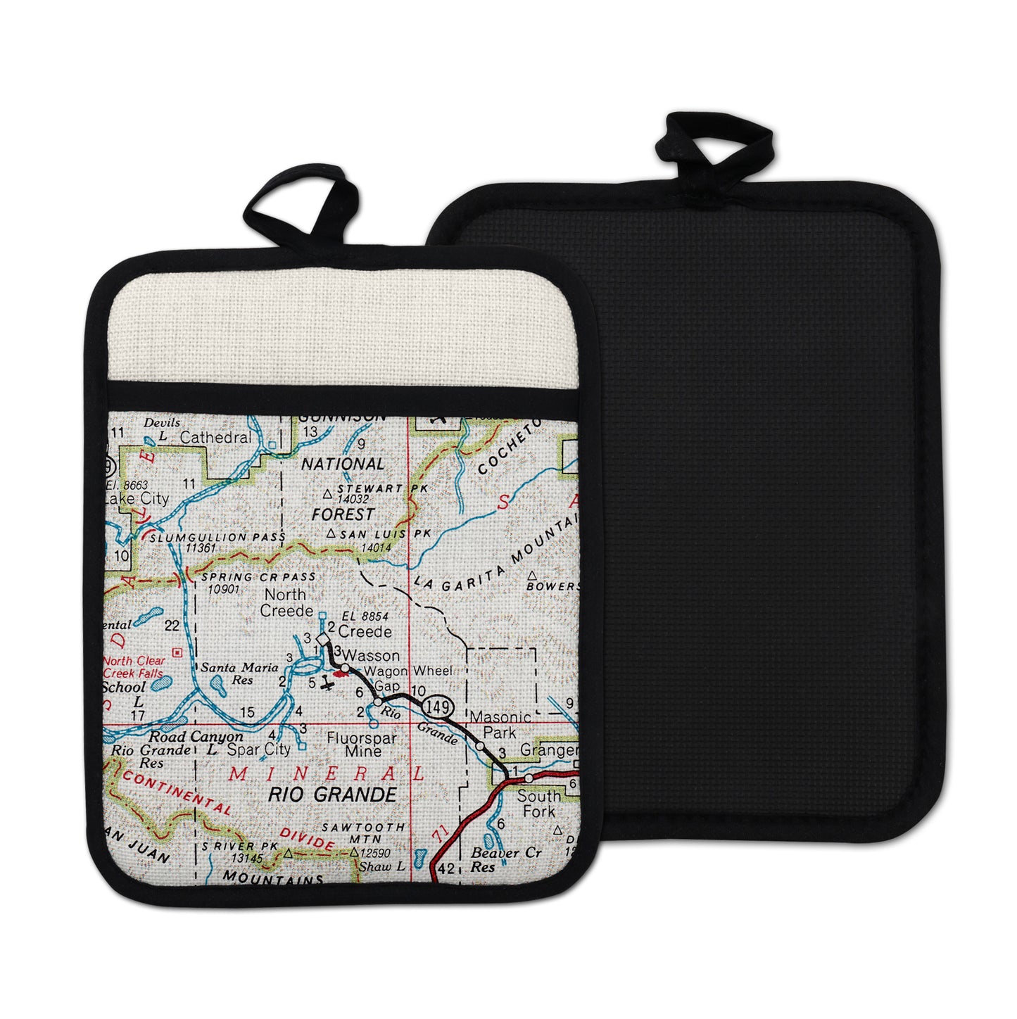 Creede Colorado vintage map hot pad kitchen decor
