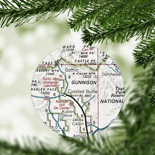 Crested Butte Colorado Vintage Map Ornament
