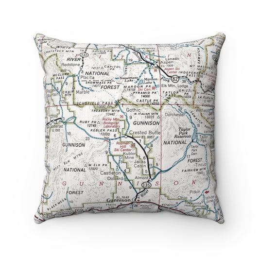 Crested Butte Colorado vintage map pillow