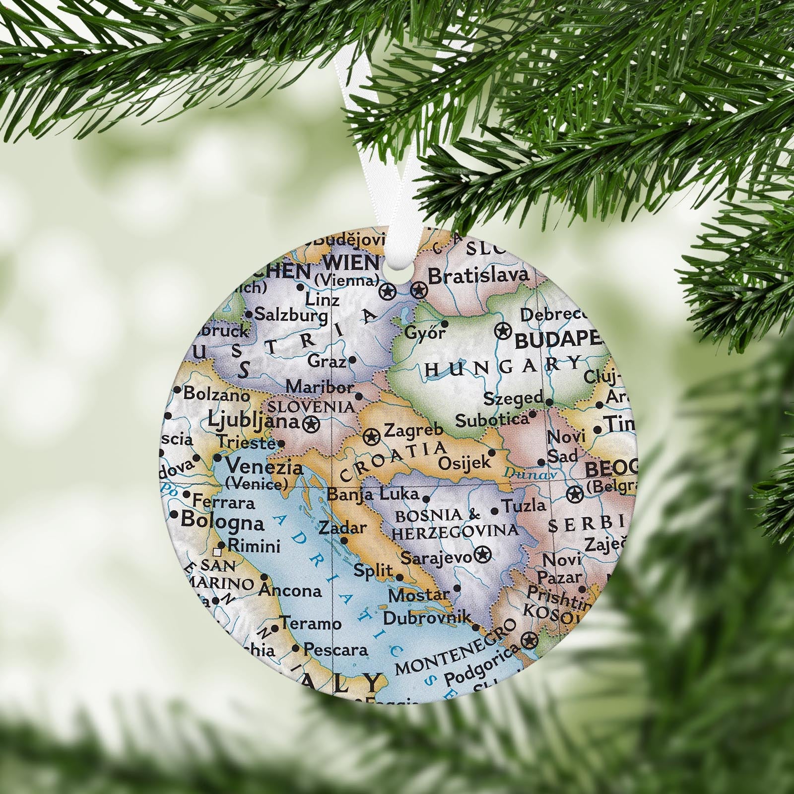 Croatia Vintage Map Ornament