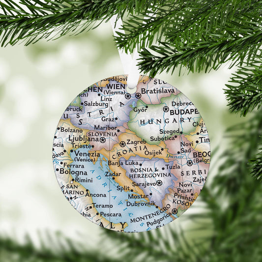 Croatia Vintage Map Ornament
