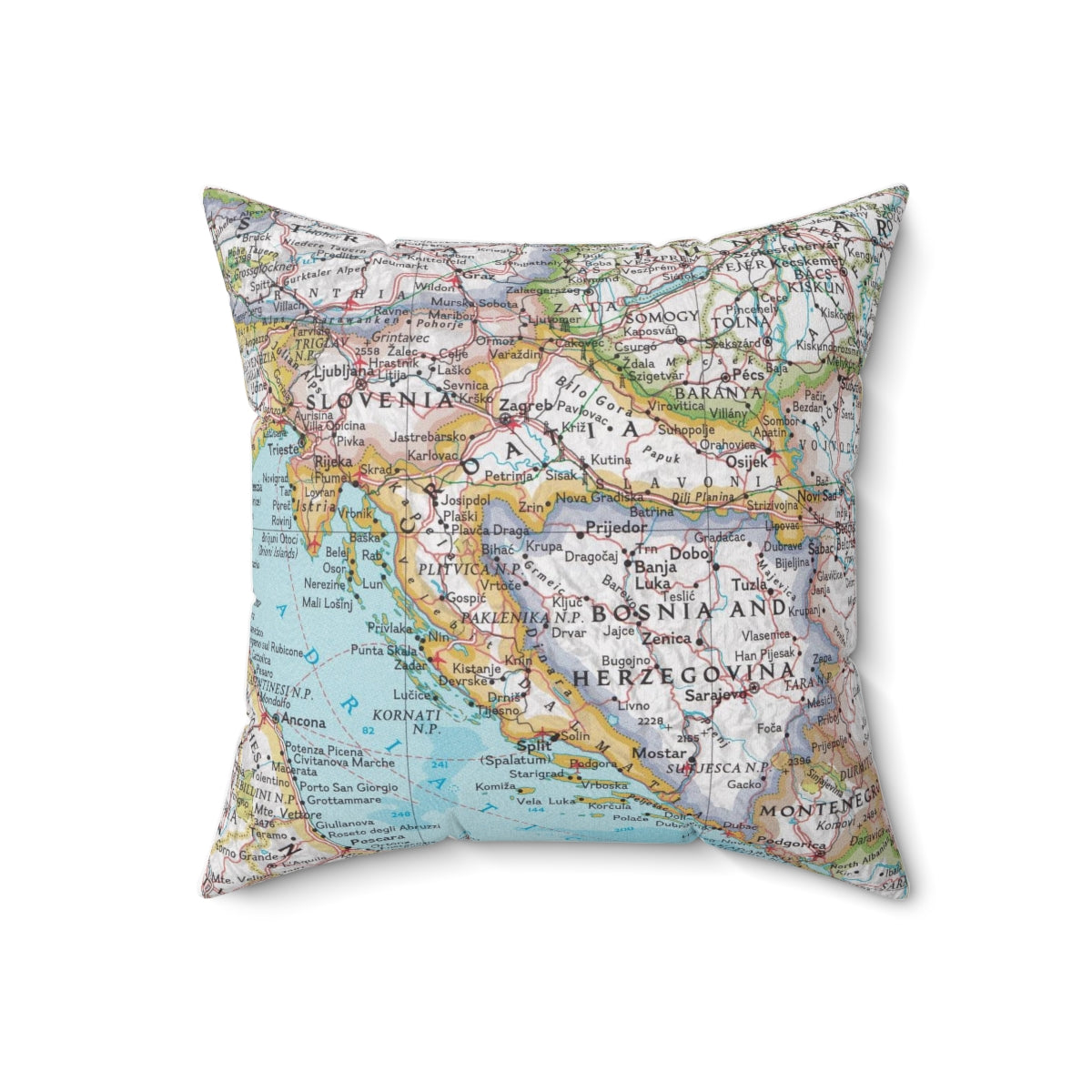 Croatia vintage map pillow