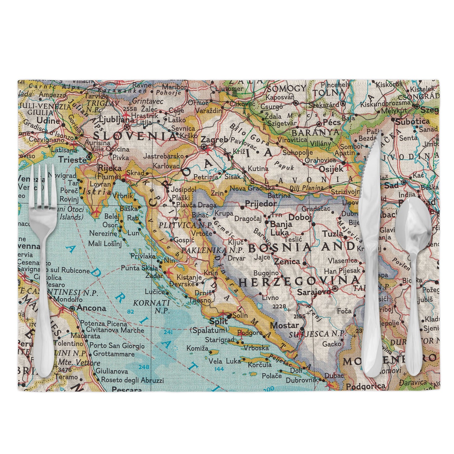 Croatia Vintage Map Placemats Set of 4