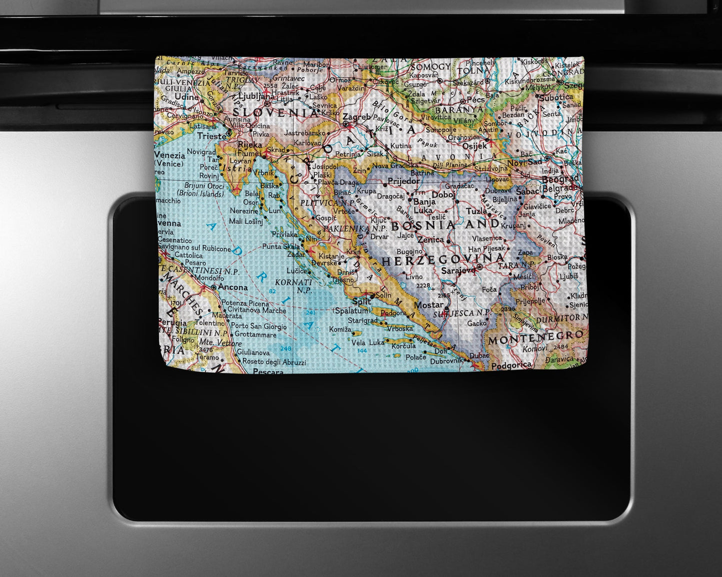 Croatia Map Tea Towel | Waffle-Weave Kitchen Towel Gift