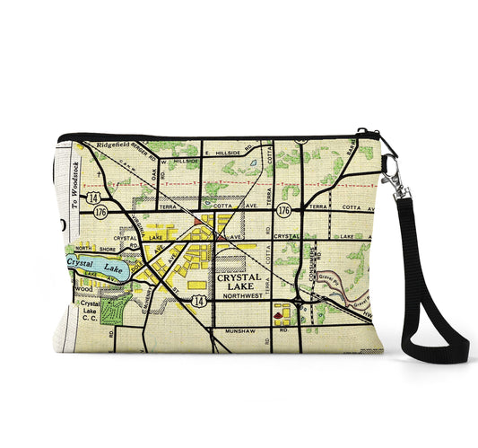 Dayton Ohio map wristlet travel pouch