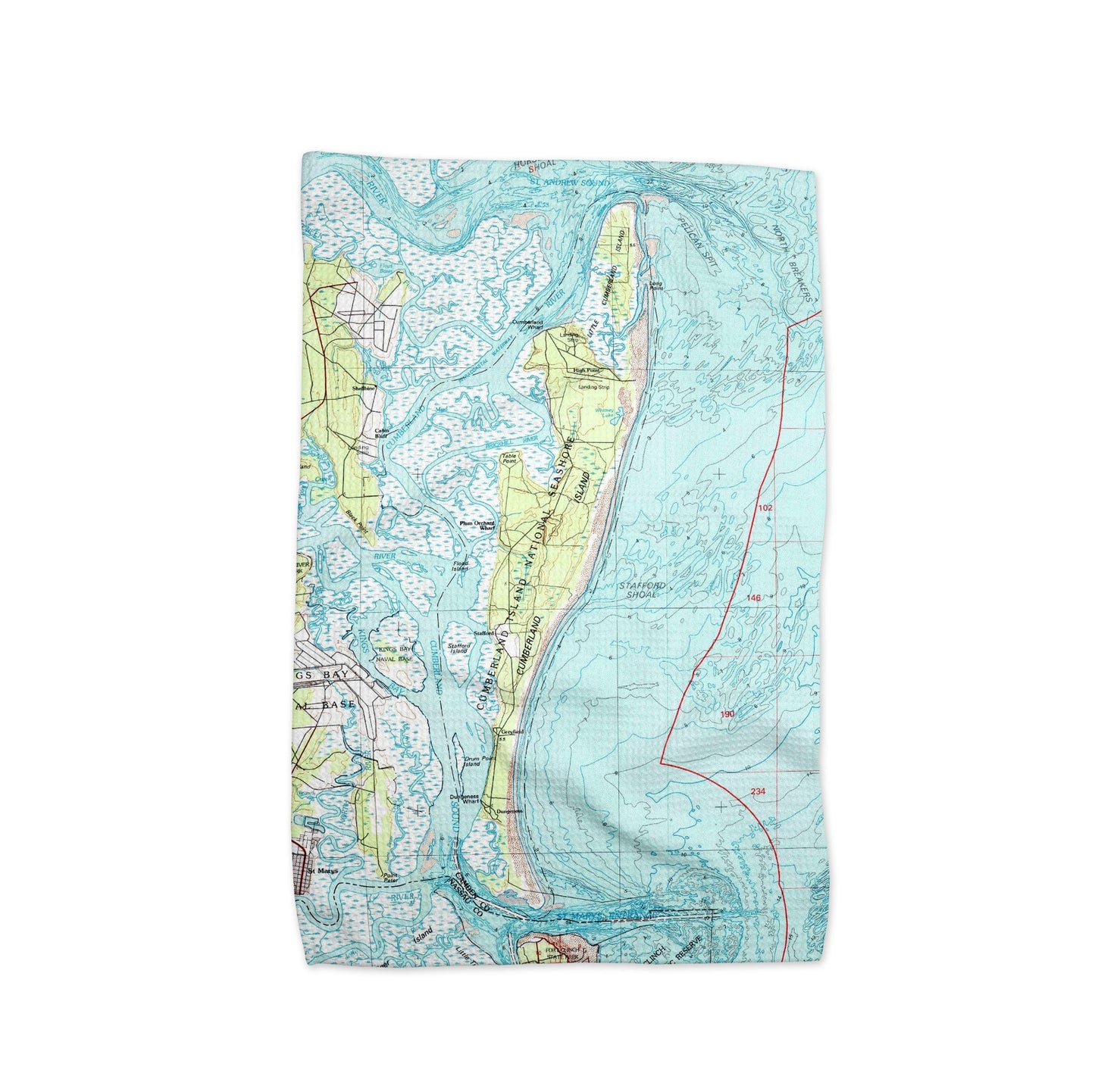 Cumberland Island Georgia Map Tea Towel | Waffle-Weave Kitchen Towel Gift