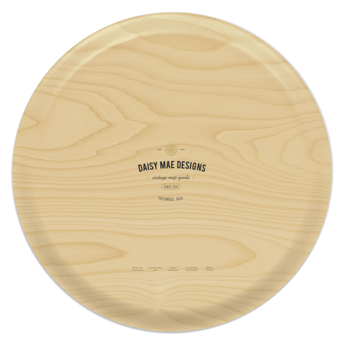 Lake Michigan Vintage Map Round Birchwood Tray – 15.5" Serving Tray