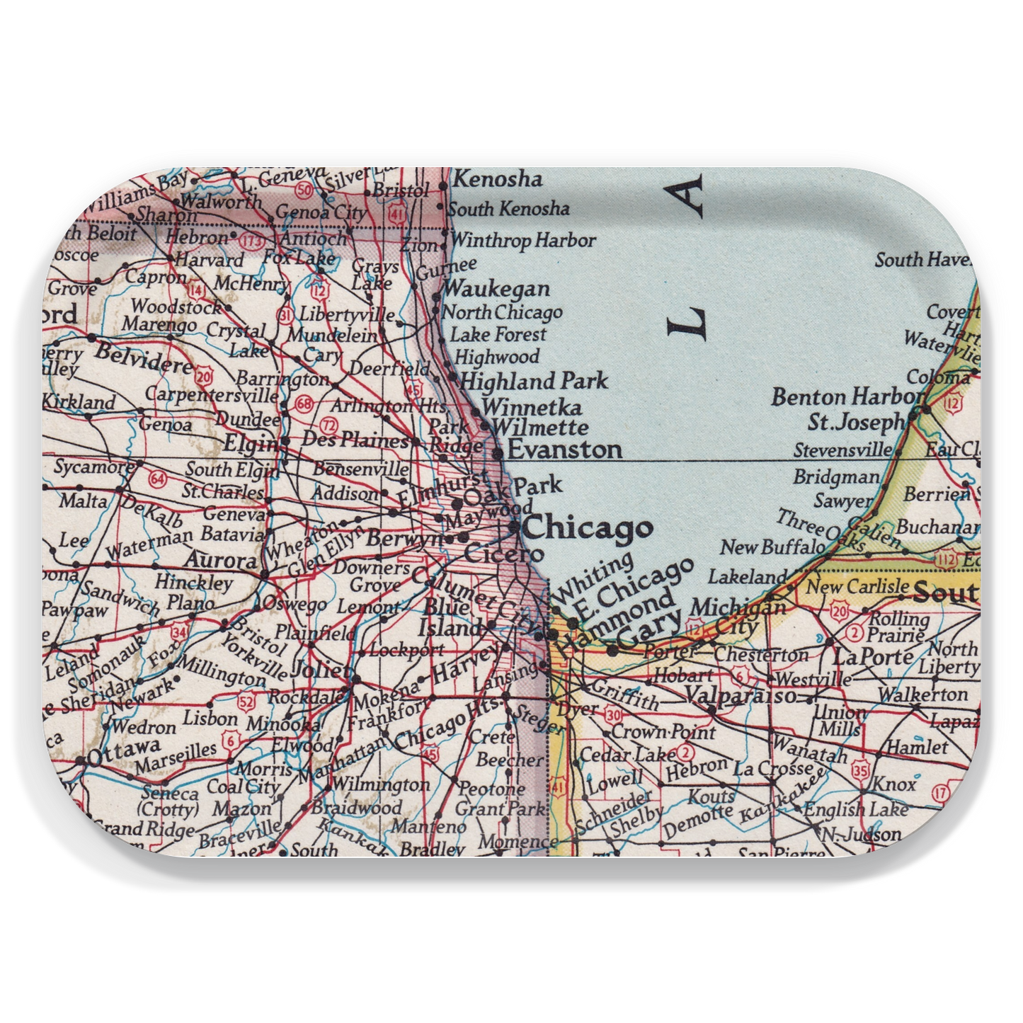 Chicago Map Birchwood Tray – 11" x 8" Serving Tray