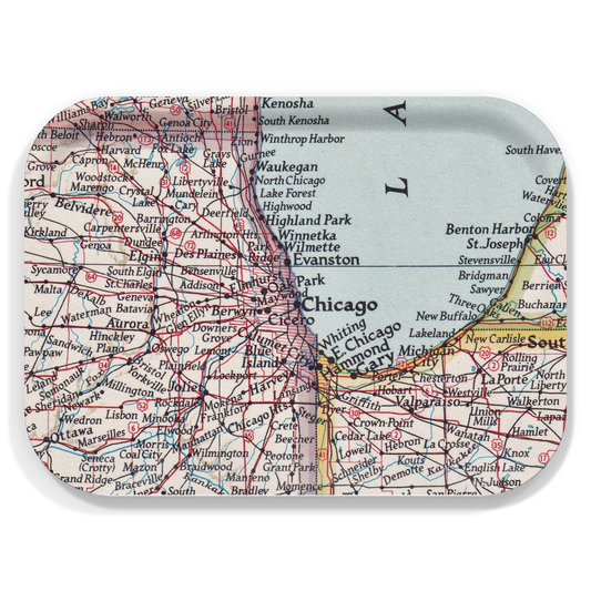 Chicago Map Birchwood Tray – 11" x 8" Serving Tray