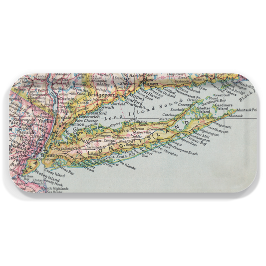 Long Island New York Vintage Map Birchwood Tray – 11" x 5" Serving Tray