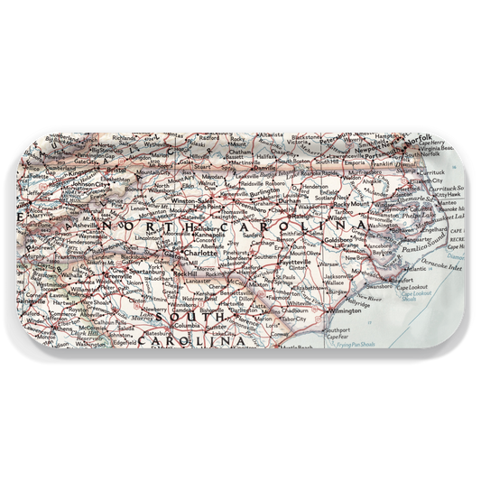North Carolina Vintage Map Birchwood Tray – 11" x 5" Trinket Tray