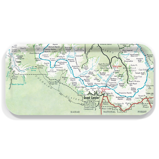Grand Canyon Vintage Map Birchwood Tray – 11" x 5" Trinket Dish