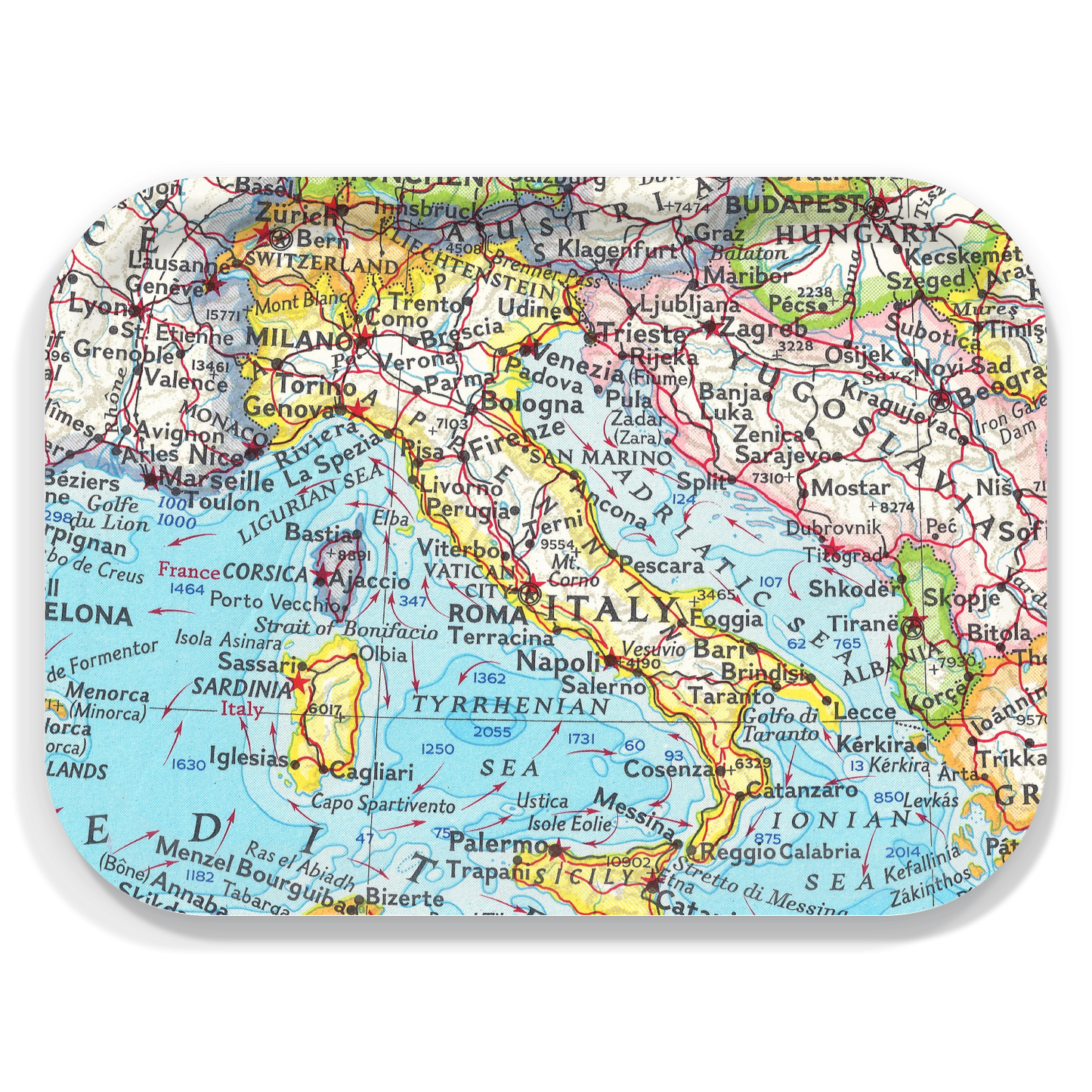 Italy Map Birchwood Tray – 11" x 8" Serving Tray