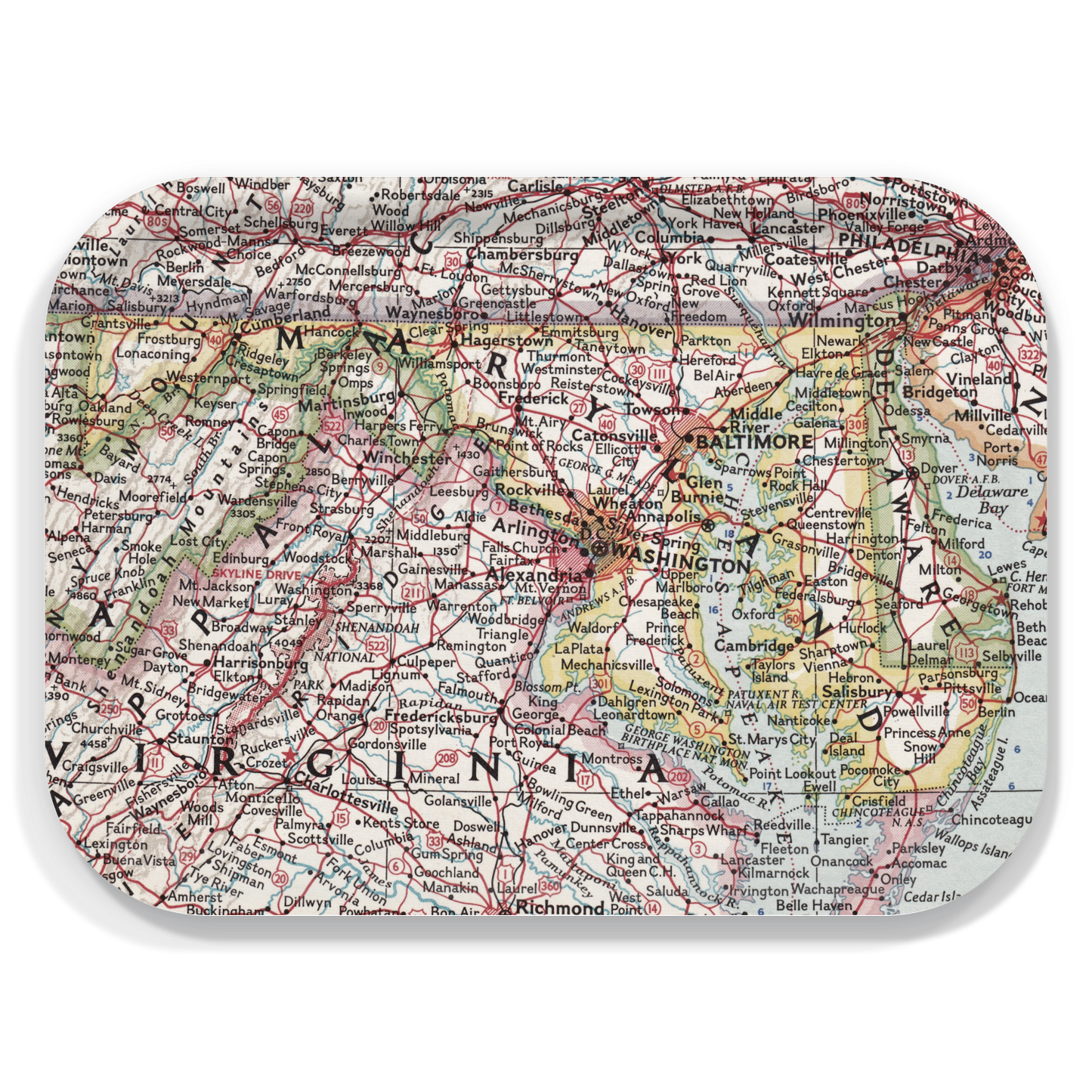 Maryland Vintage Map Birchwood Tray – 11" x 8" Serving Tray