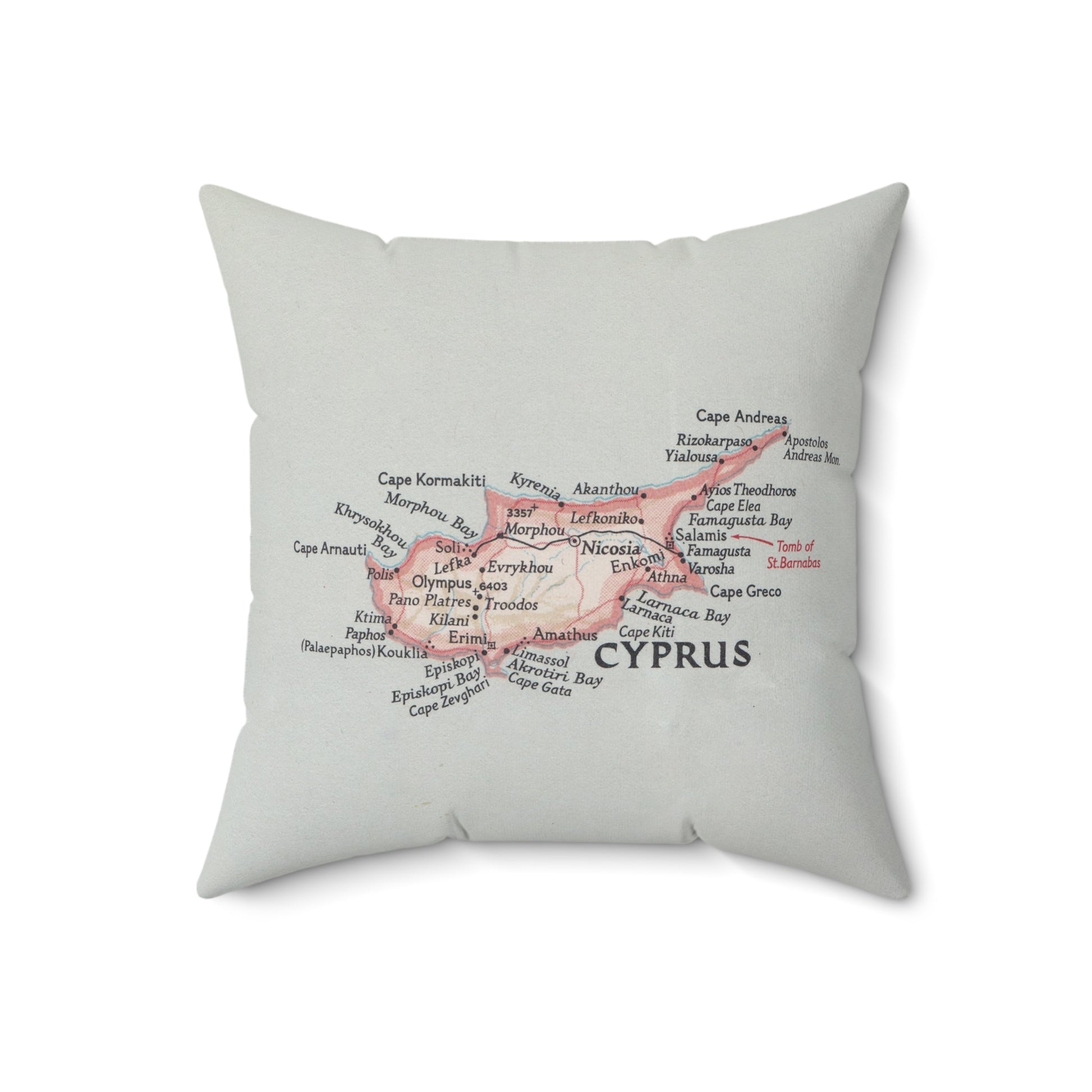 Cyprus vintage map pillow