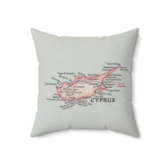 Cyprus vintage map pillow
