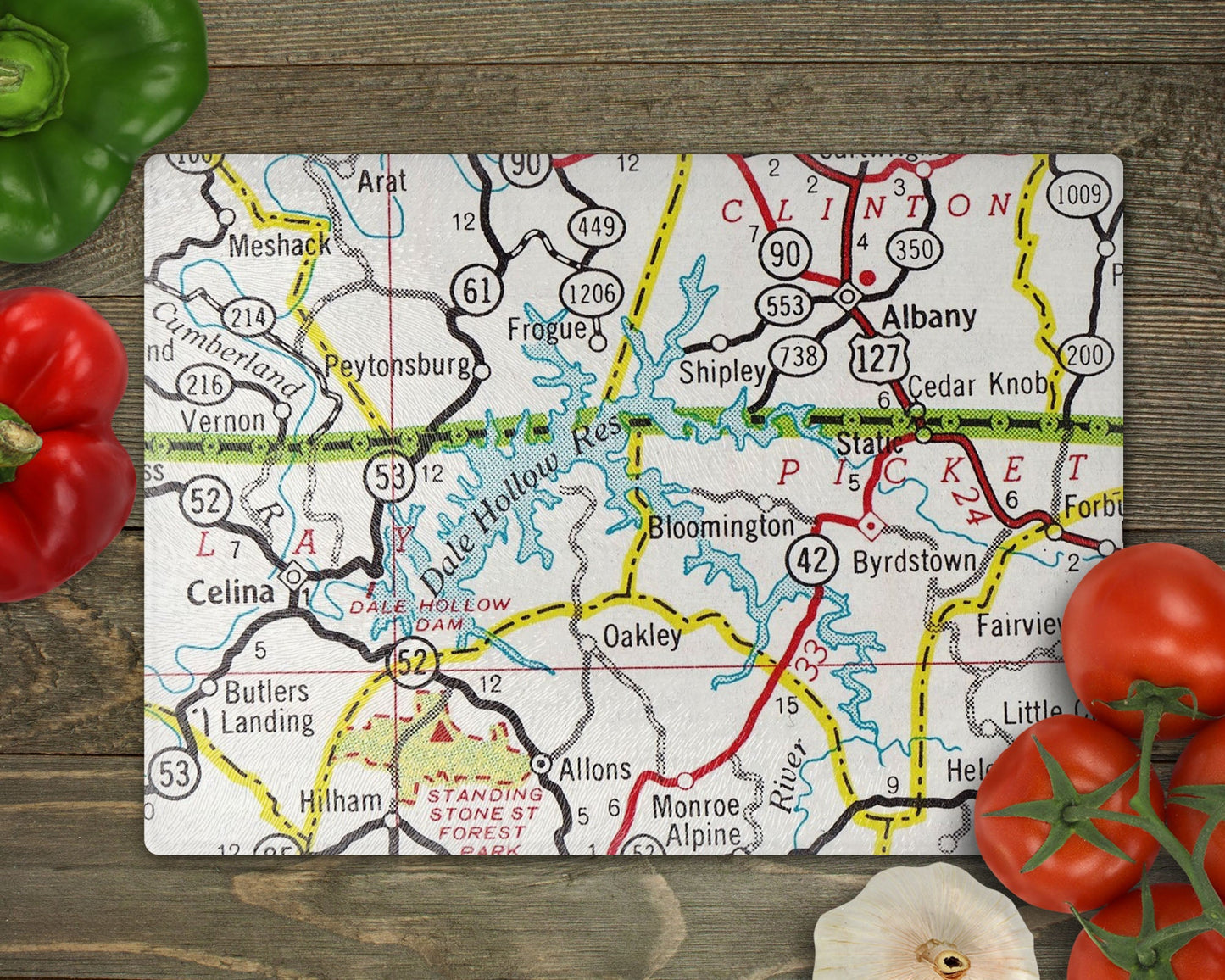 Dale Hollow Lake Map Cutting Board | Travel Gift | Kitchen Decor