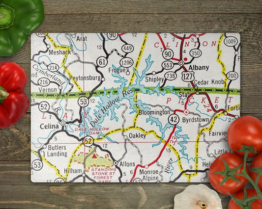 Dale Hollow Lake Map Cutting Board | Travel Gift | Kitchen Decor