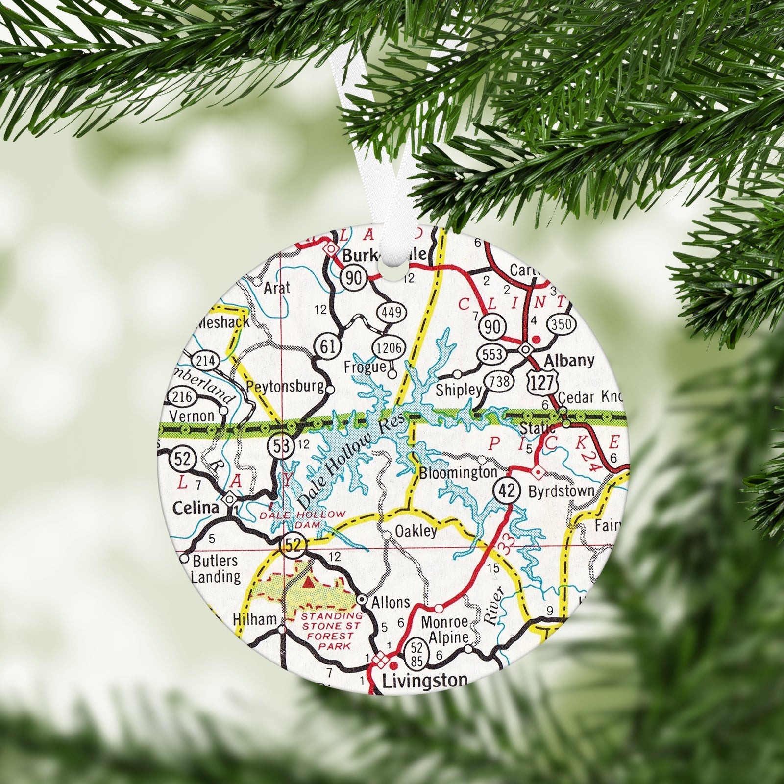 Dale Hollow Lake Vintage Map Ornament