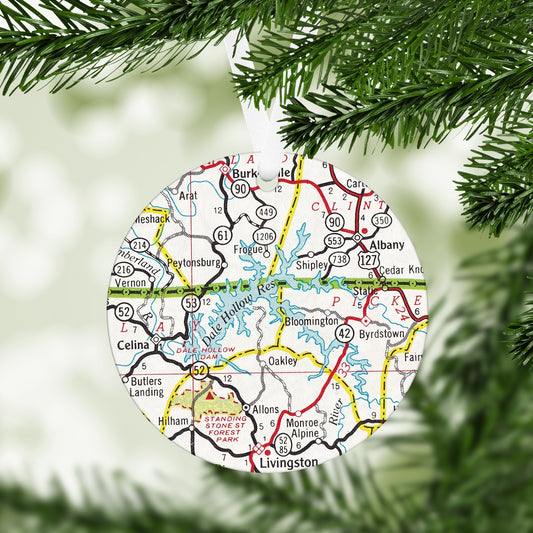 Dale Hollow Lake Vintage Map Ornament