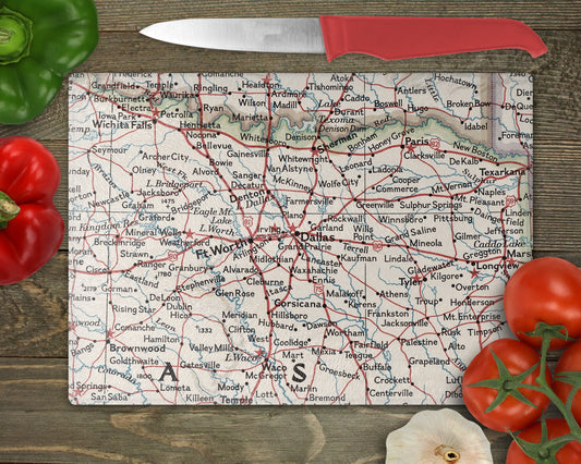 Dallas Texas Map Cutting Board | Travel Gift | Kitchen Decor