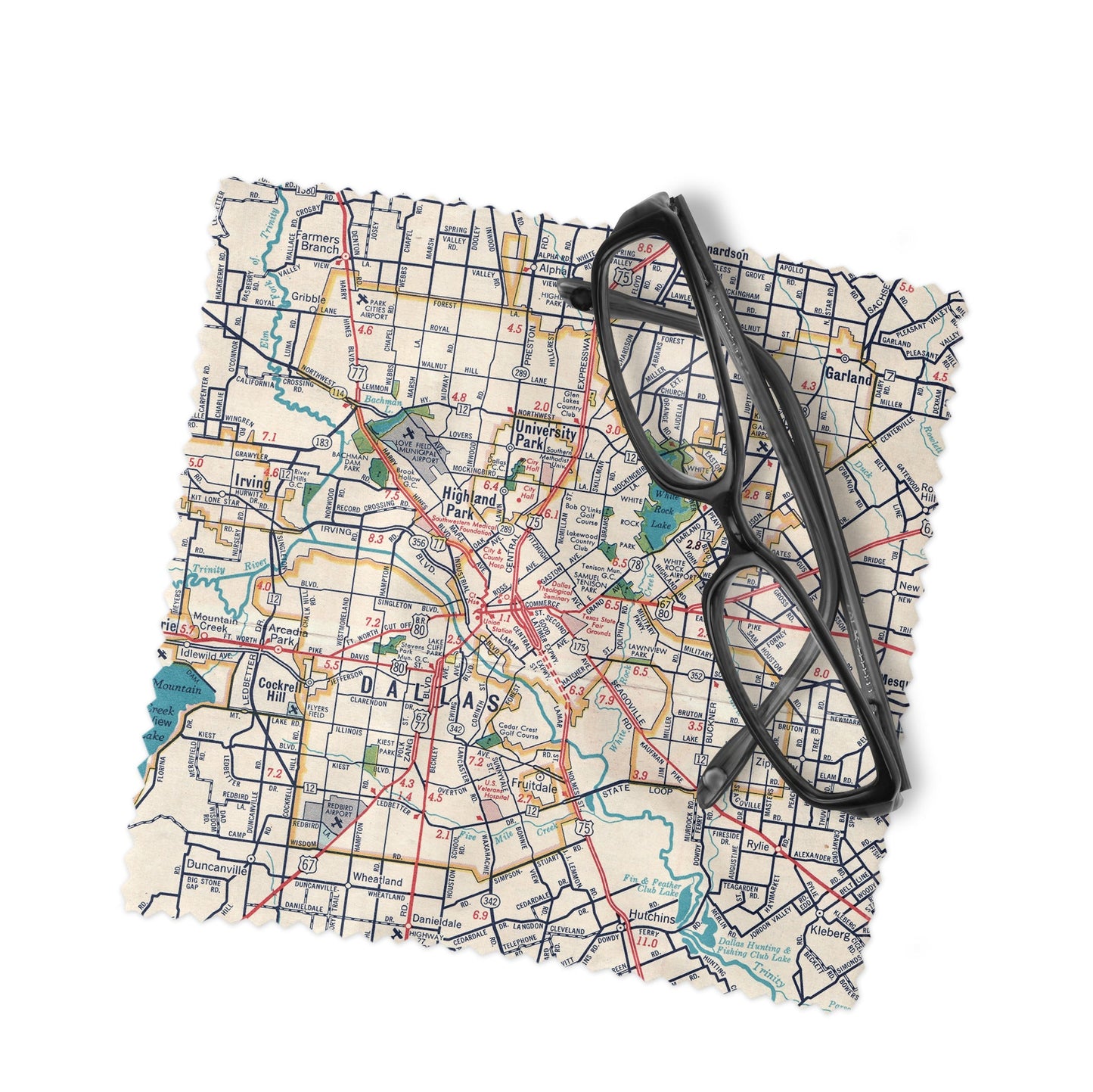 Dallas Texas Map Lens Cloth | Dallas Microfiber Glasses Cleaner | Travel Gift