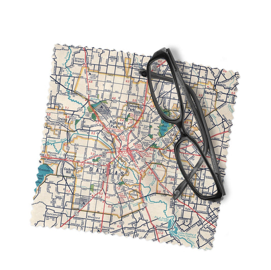 Dallas Texas Map Lens Cloth | Dallas Microfiber Glasses Cleaner | Travel Gift