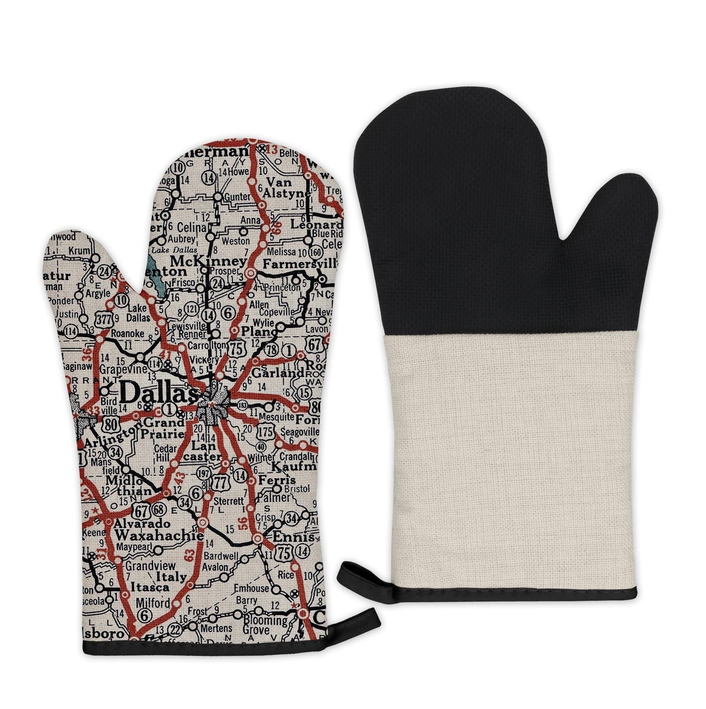 Dallas, Texas Map Oven Mitt | Vintage-Inspired Kitchen Gift