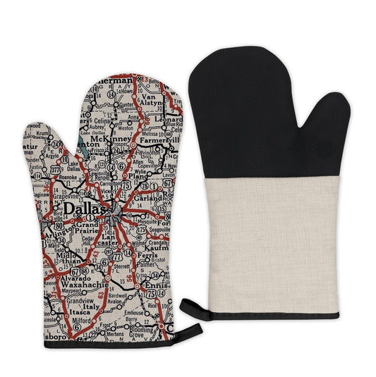 Dallas, Texas Map Oven Mitt | Vintage-Inspired Kitchen Gift