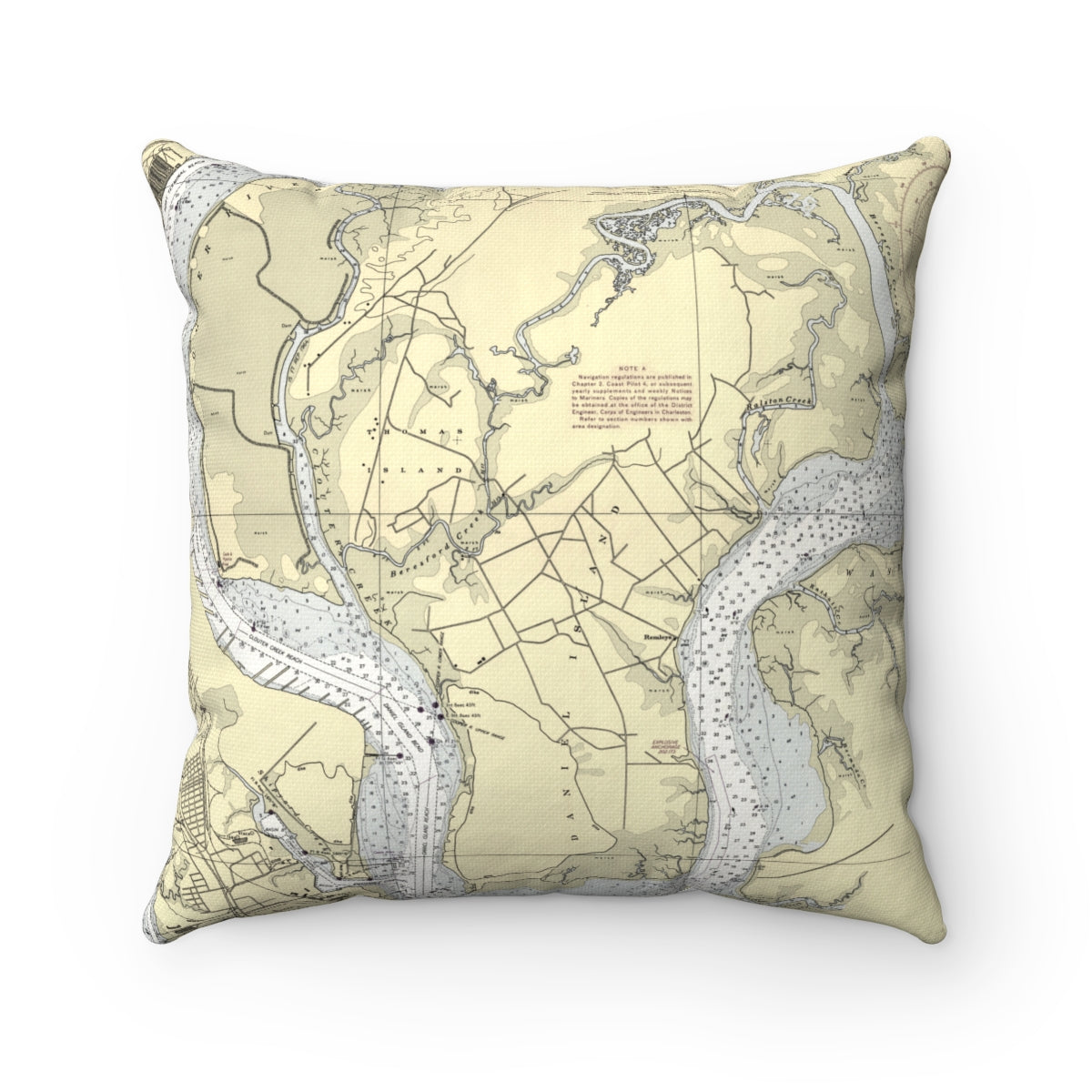 Daniel Island South Carolina vintage map pillow