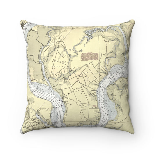 Daniel Island South Carolina vintage map pillow