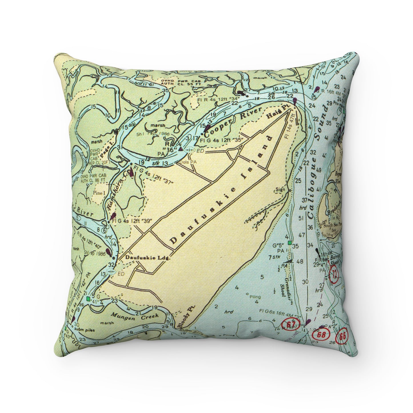 Daufuskie Island South Carolina vintage map pillow