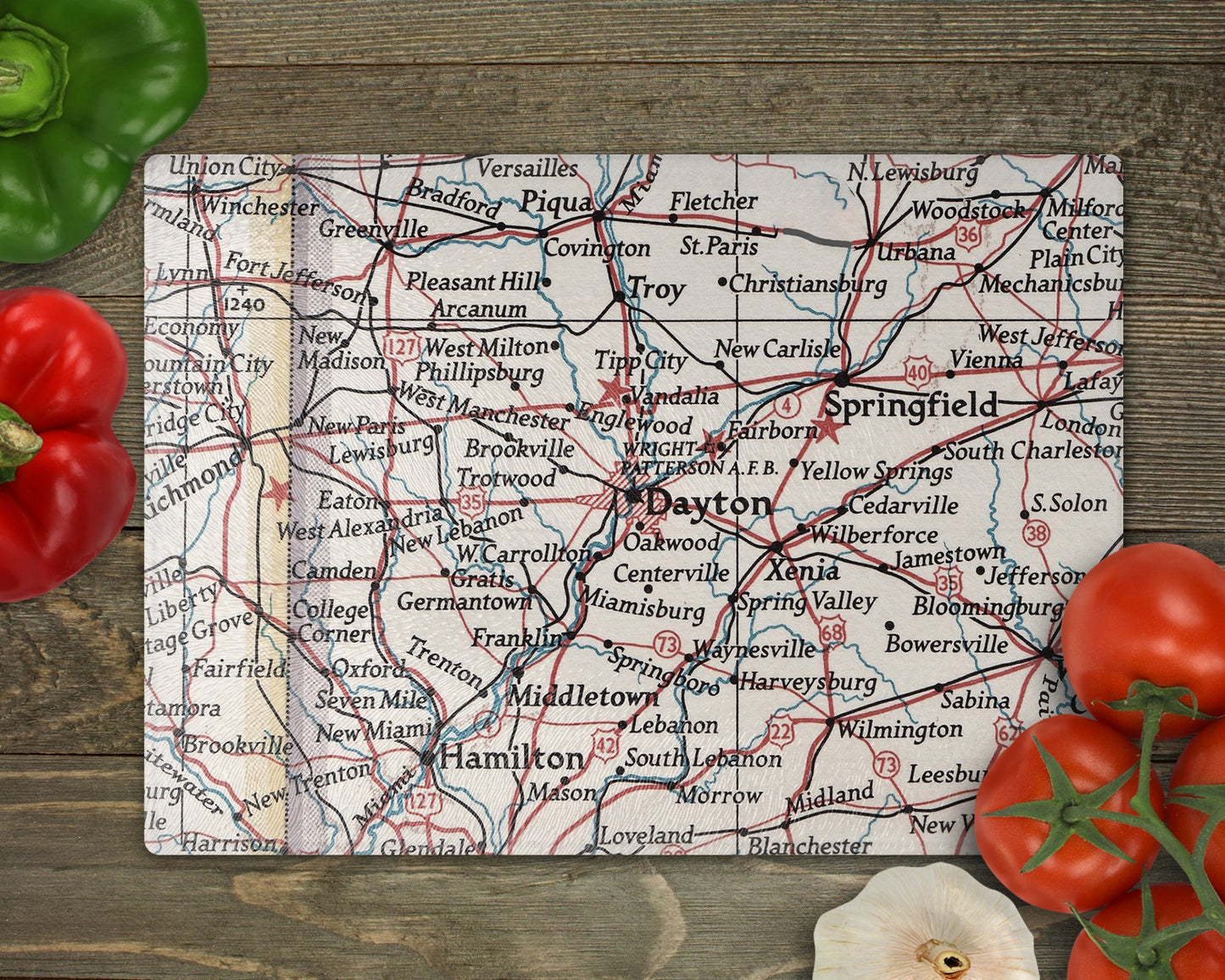 Dayton Ohio Map Cutting Board | Travel Gift | Kitchen Decor