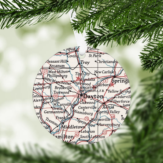 Dayton Ohio Vintage Map Ornament