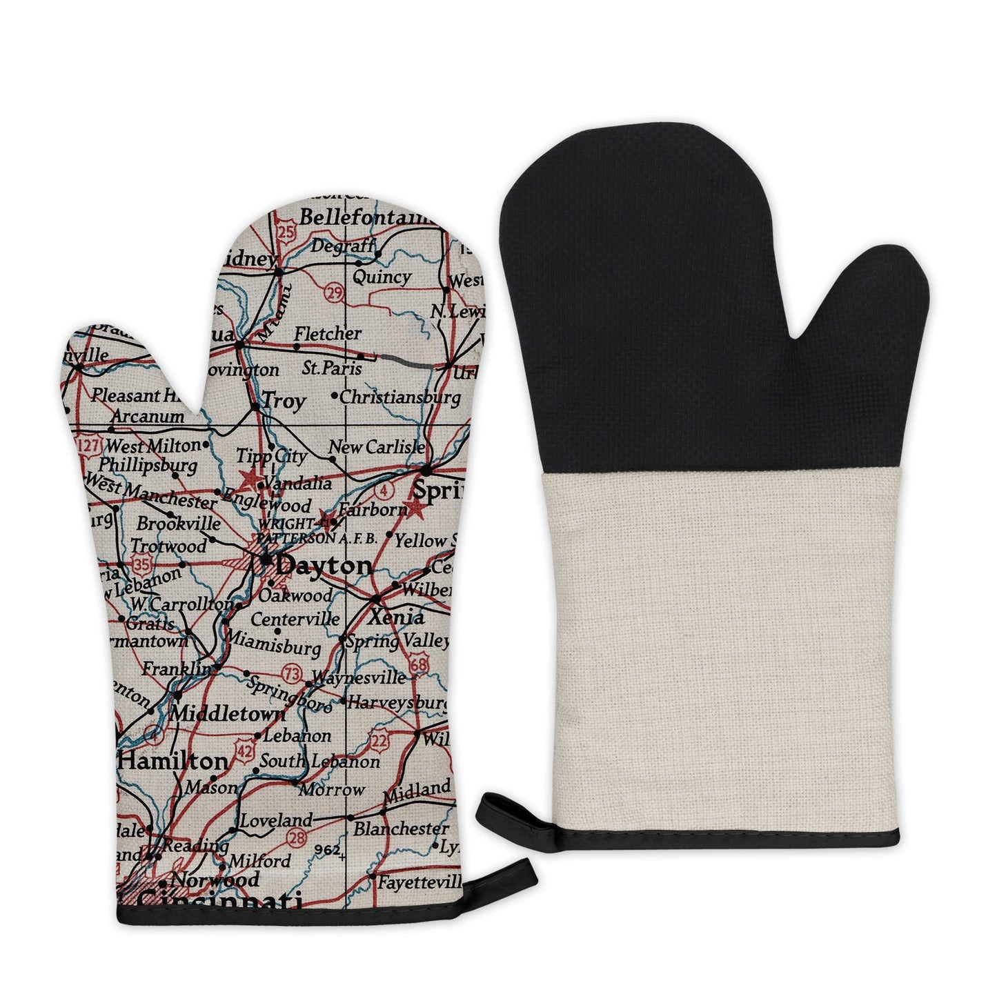 Dayton, Ohio Map Oven Mitt | Vintage-Inspired Kitchen Gift