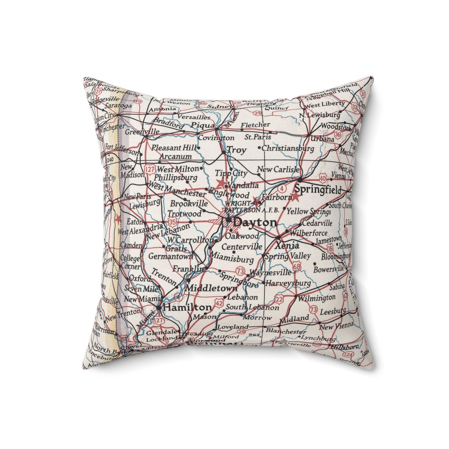 Dayton Ohio vintage map pillow