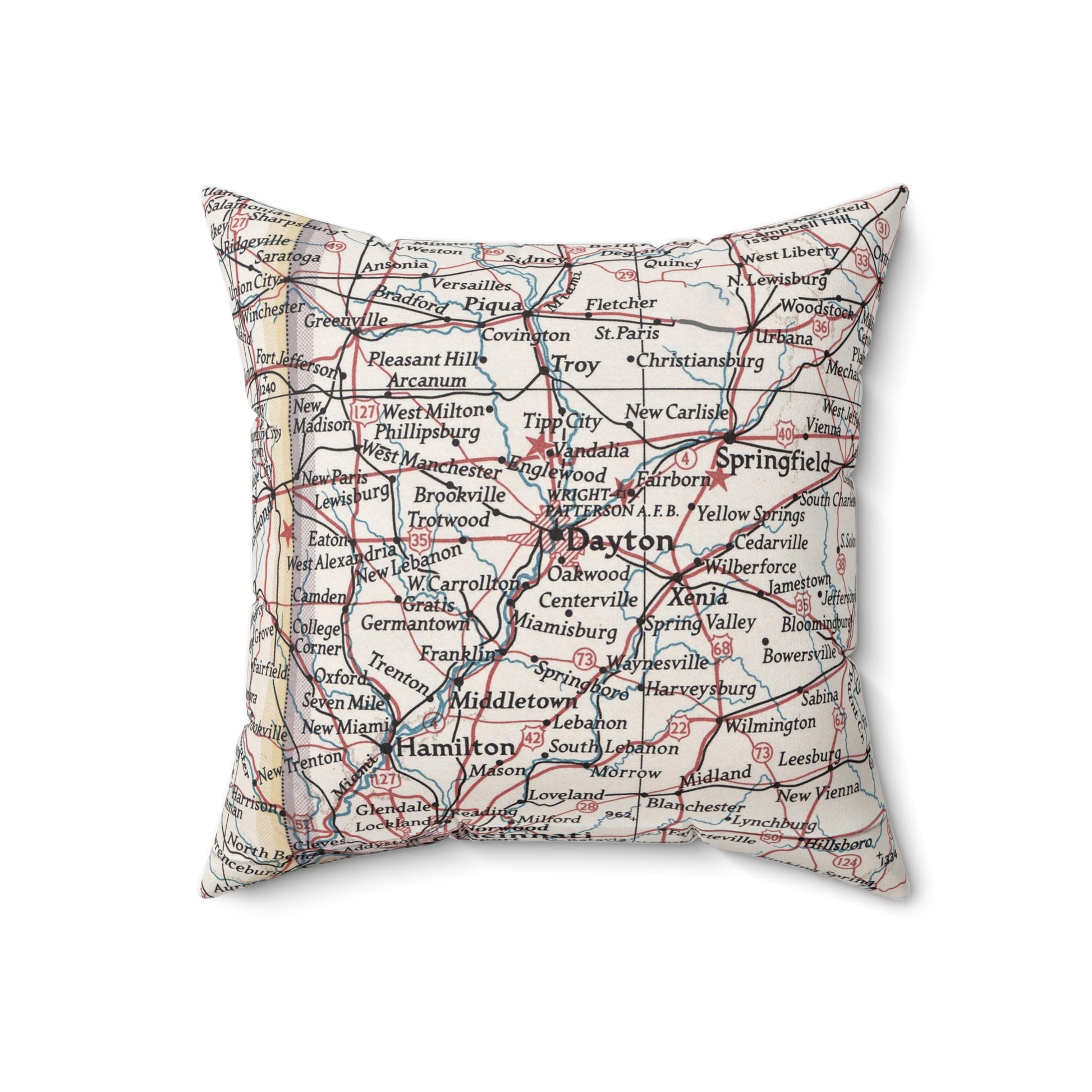 Dayton Ohio vintage map pillow
