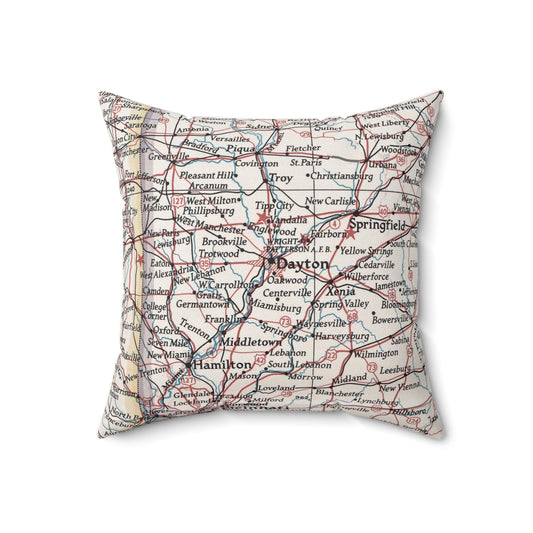 Dayton Ohio vintage map pillow