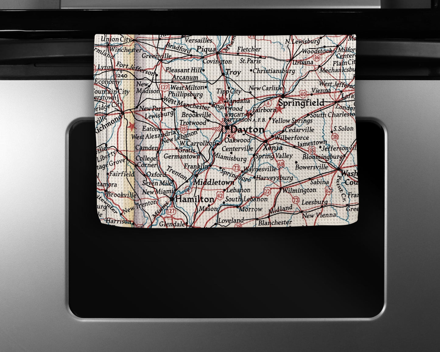 Dayton Ohio Map Tea Towel | Waffle-Weave Kitchen Towel Gift