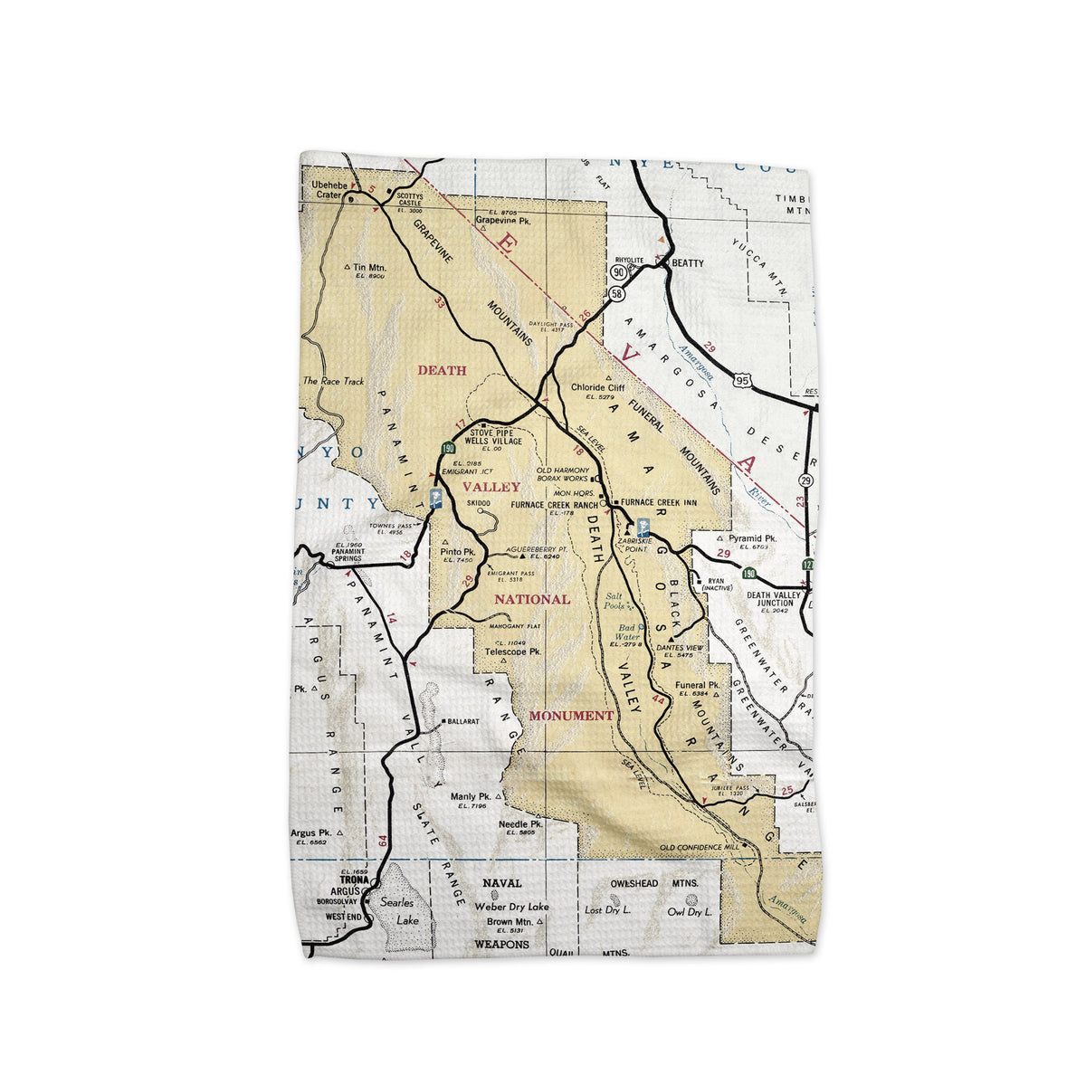Death Valley National Park Vintage Map Kitchen Towel