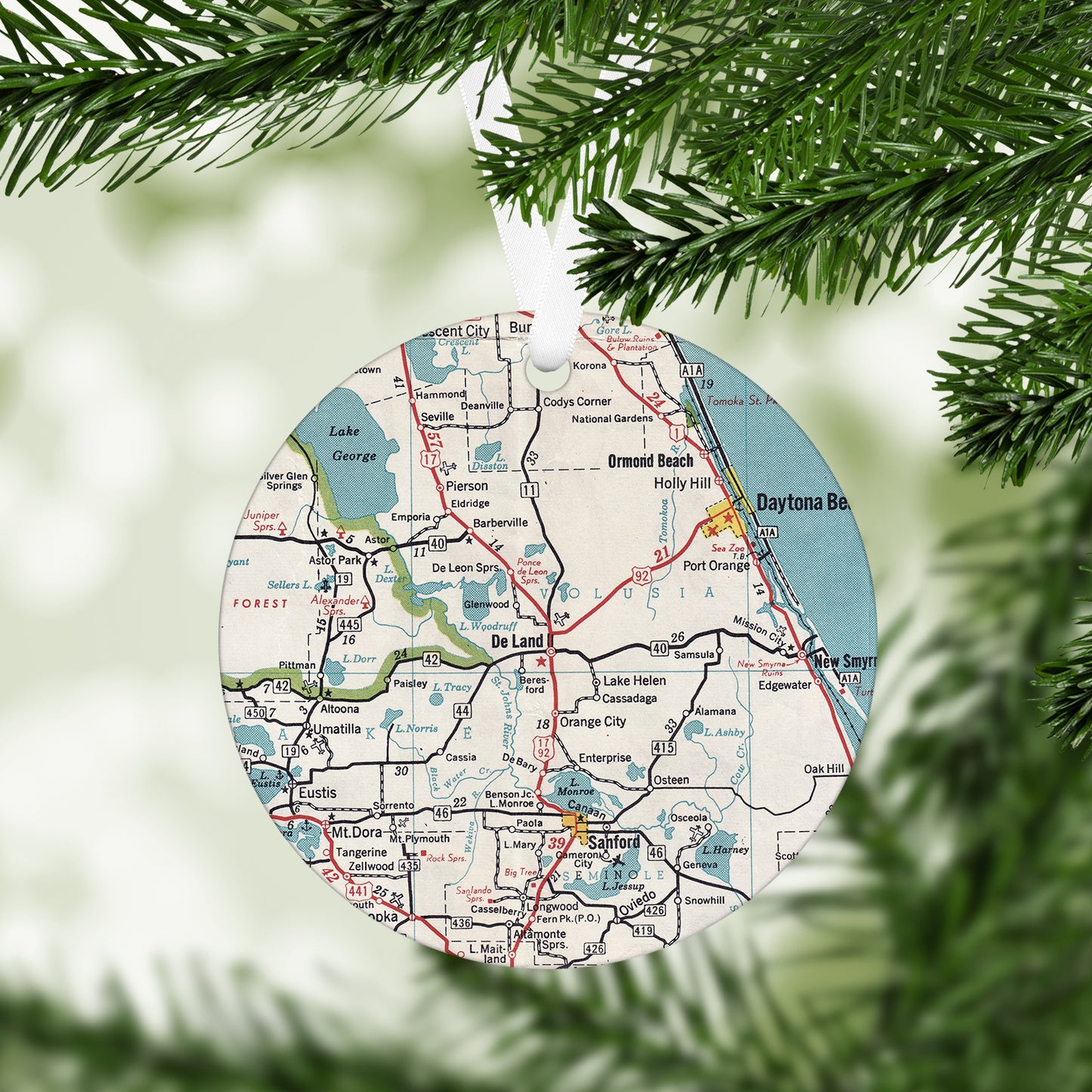 Deland Florida Vintage Map Ornament