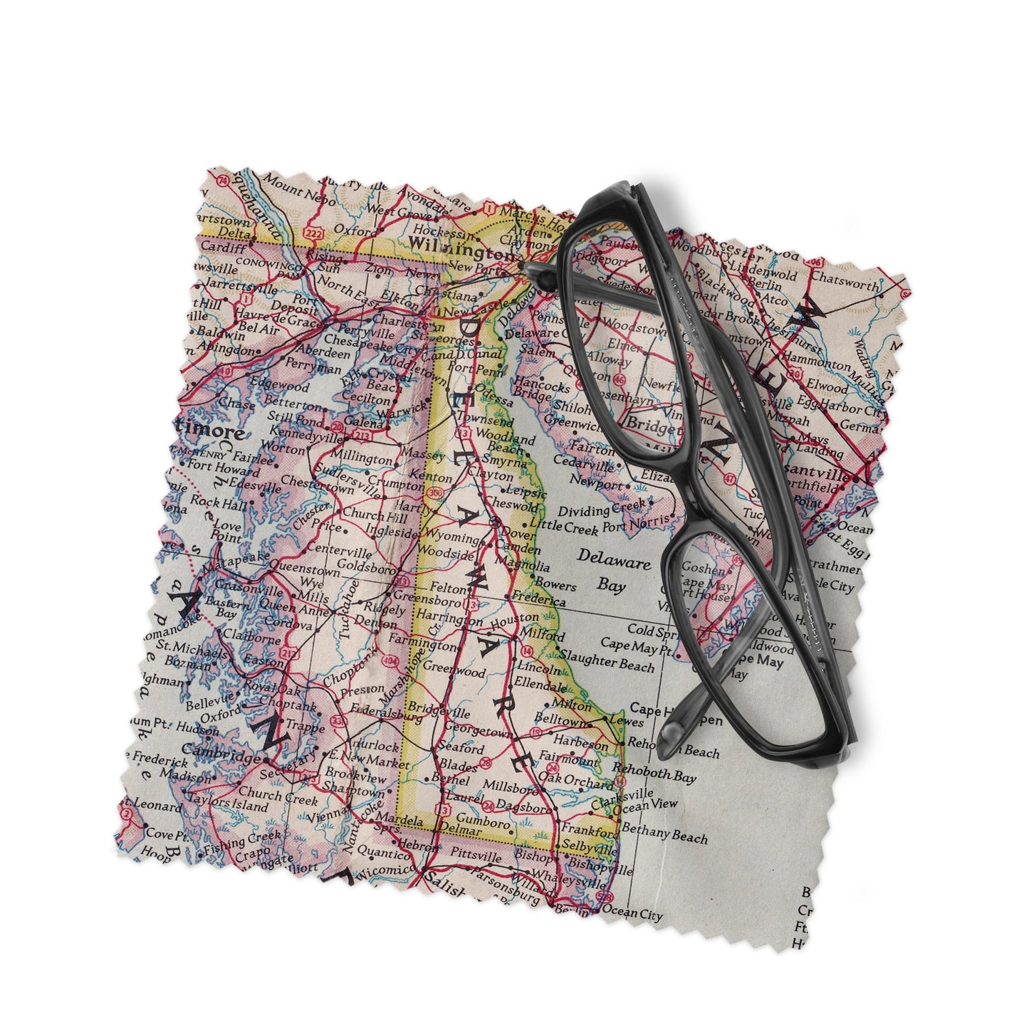 Delaware Map Lens Cloth | Delaware Microfiber Glasses Cleaner | Travel Gift
