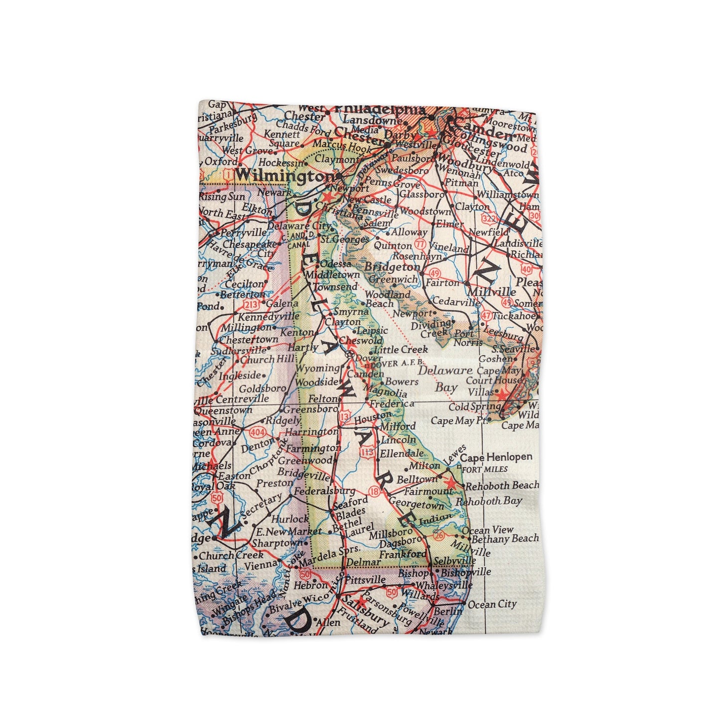 Delaware Map Tea Towel | Waffle-Weave Kitchen Towel Gift