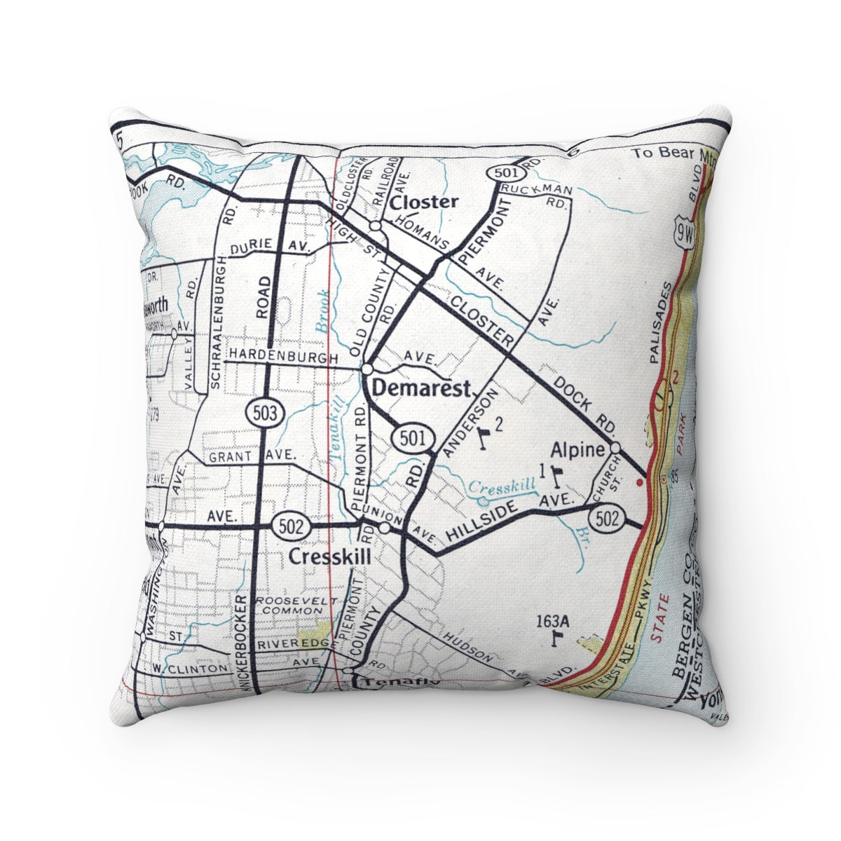 Demarest New Jersey vintage map pillow