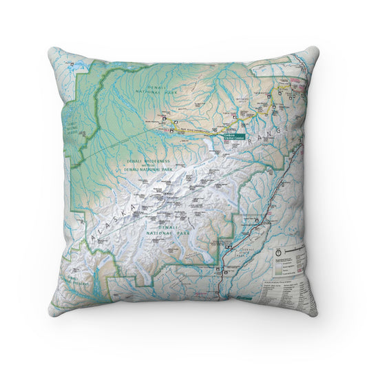 Denali National Park vintage map pillow