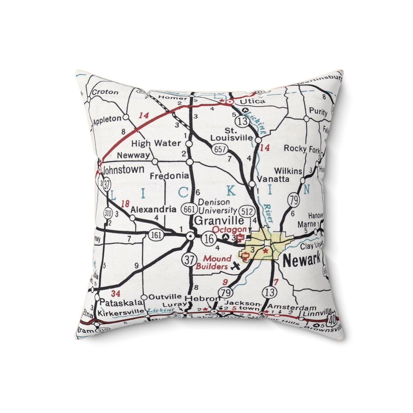 Denison University vintage map pillow