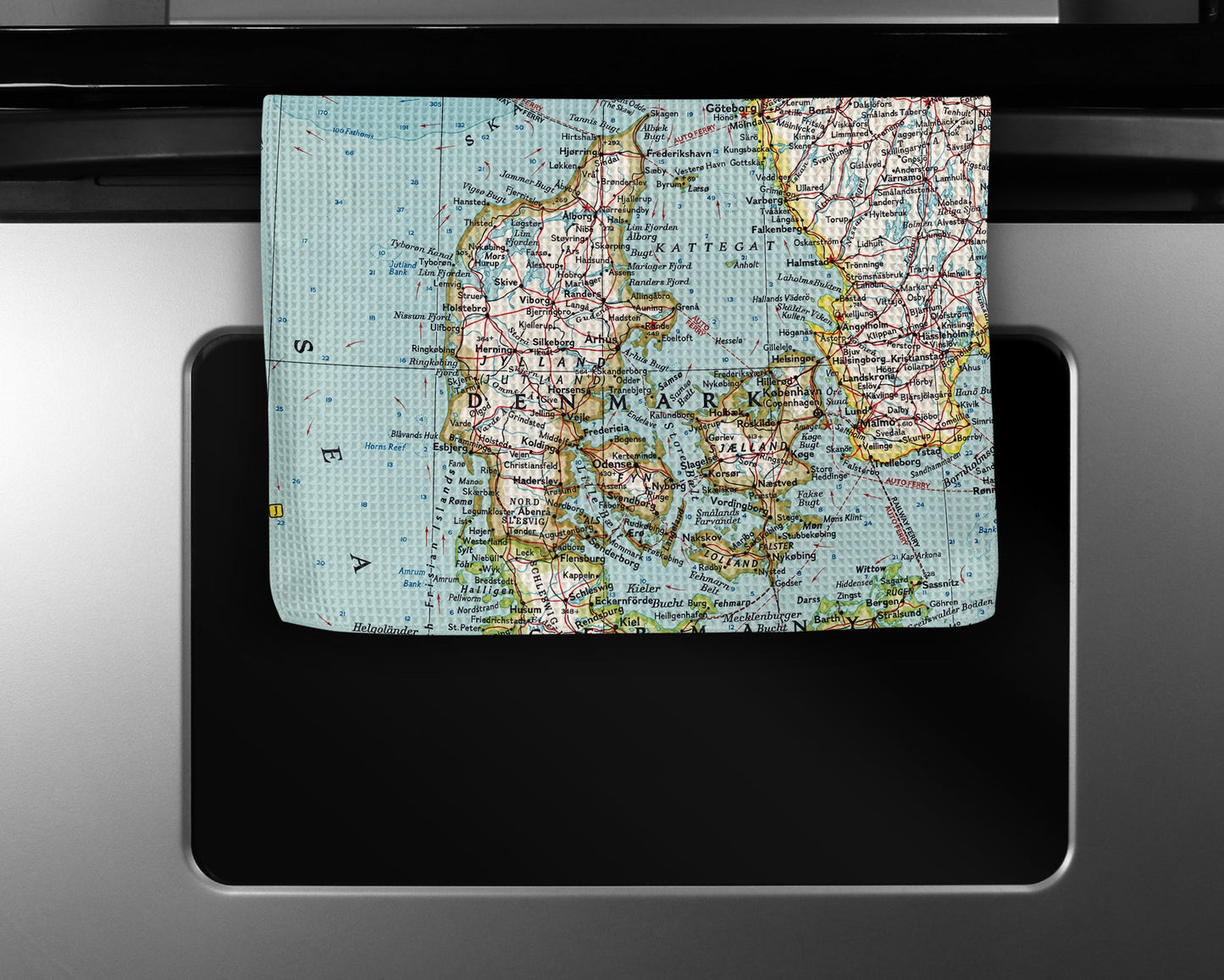 Denmark Map Tea Towel | Waffle-Weave Kitchen Towel Gift