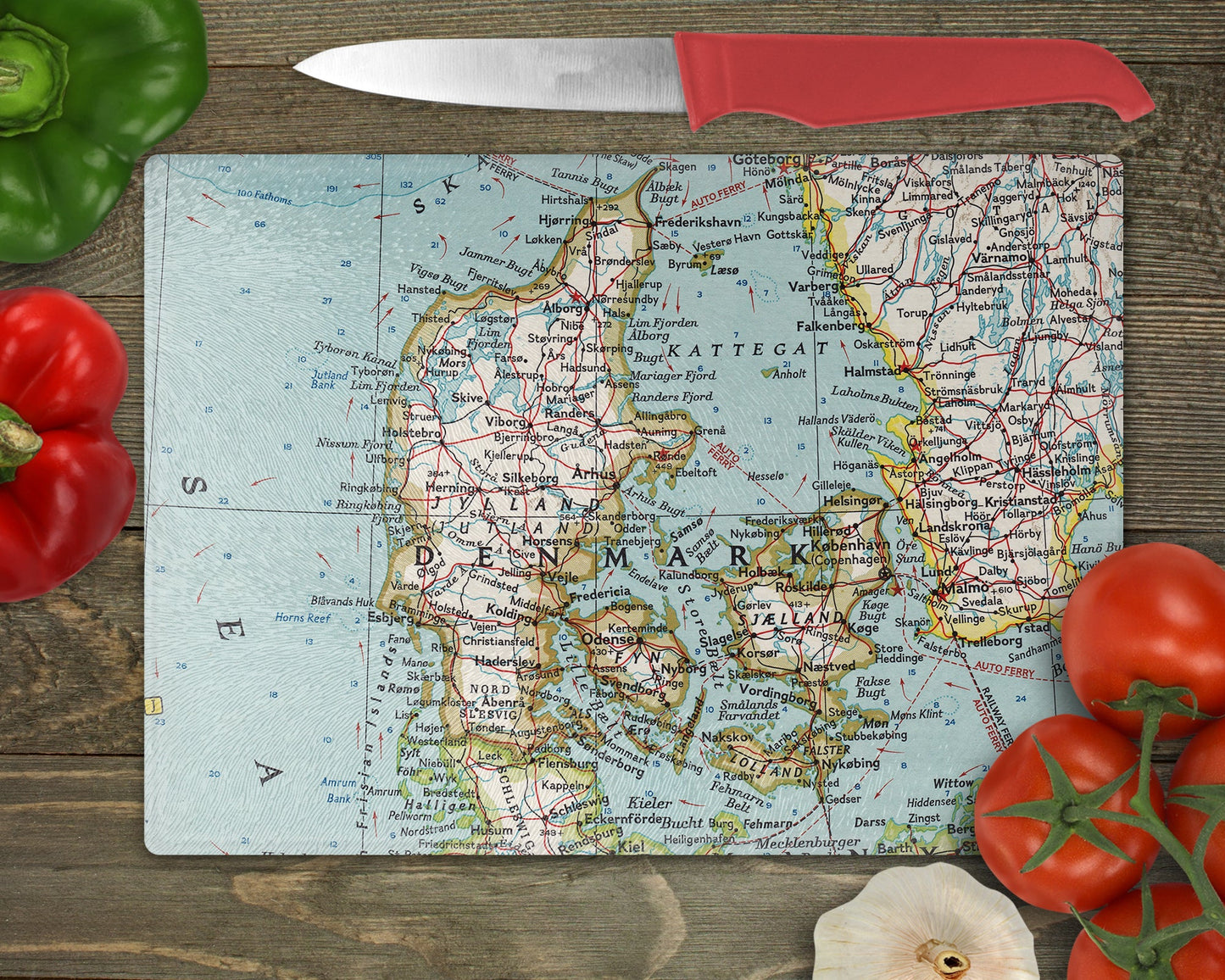 Denmark Map Cutting Board | Travel Gift | Kitchen Decor