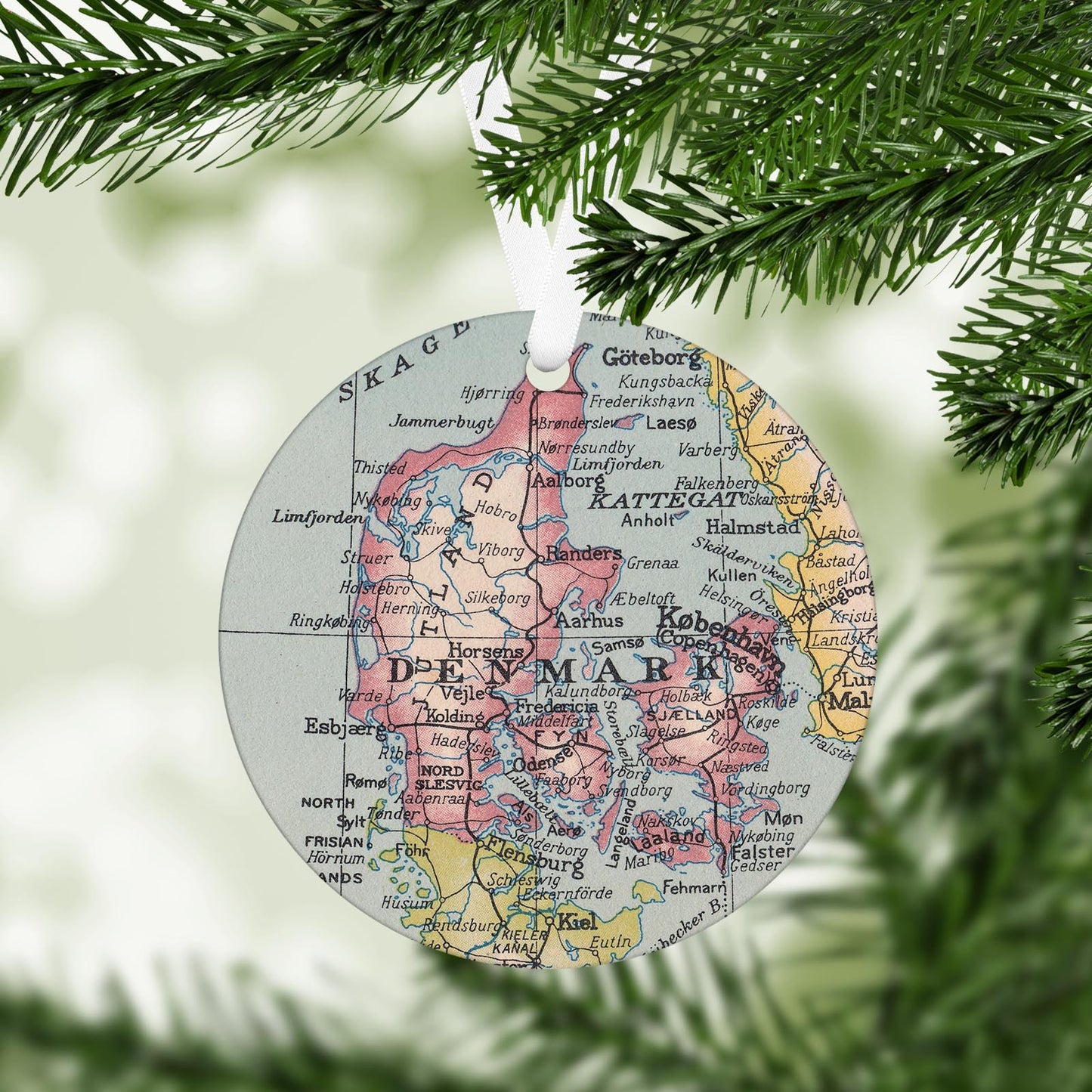 Denmark Vintage Map Ornament